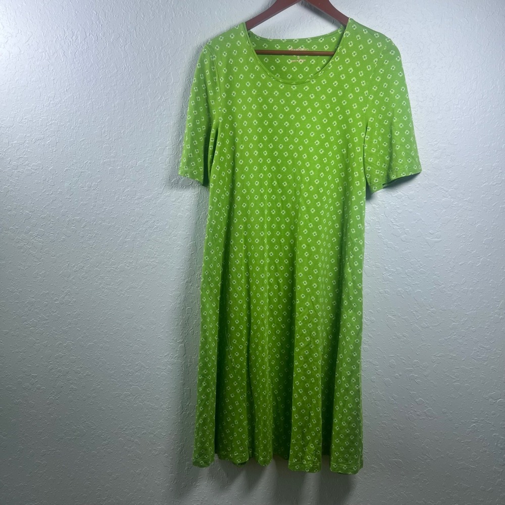 Gudrun Sjoden Midi Dress Women Lagenlook Floral Organice Cotton Modal S Green
